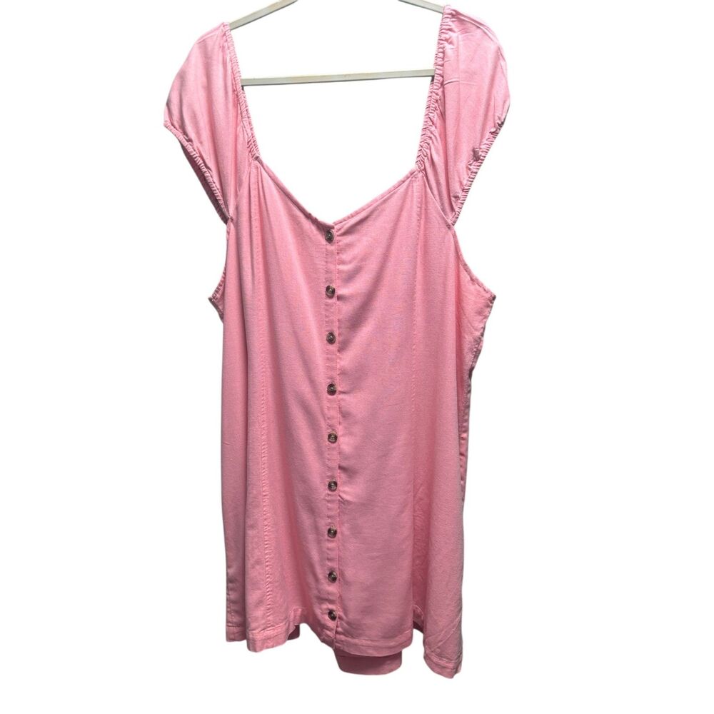🌸AE Pink Puff Sleeve Button-Front Mini Dress Plus Size XXL🌸